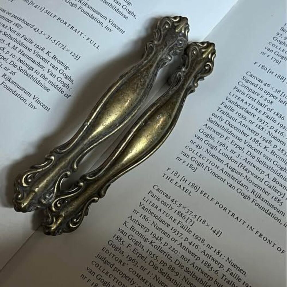 Two Vintage Ornate Brass Drawer/Cabinet Pulls